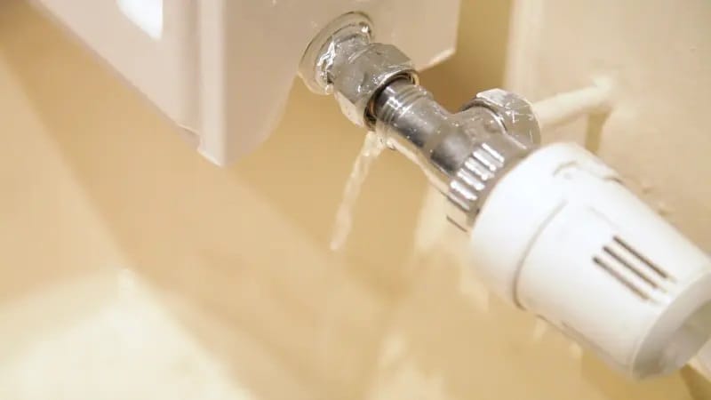 Austretendes Wasser Entleeren des Heizkörpers über das Zulaufventil