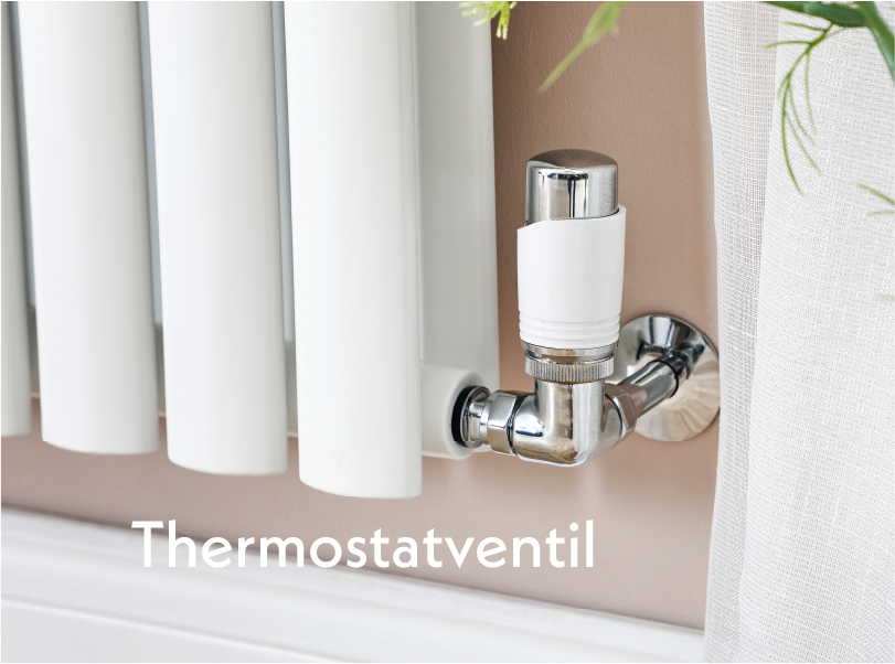 Thermostatisches Heizkörperventil Ein thermostatisches Heizkörperventil an einem weißen Revive-Heizkörper